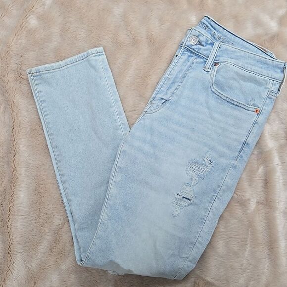 AMERICAN EAGLE AIRFLEX 360 DISTRESSED LIGHT BLUE JEANS, 33X32 - Picture 1 of 8